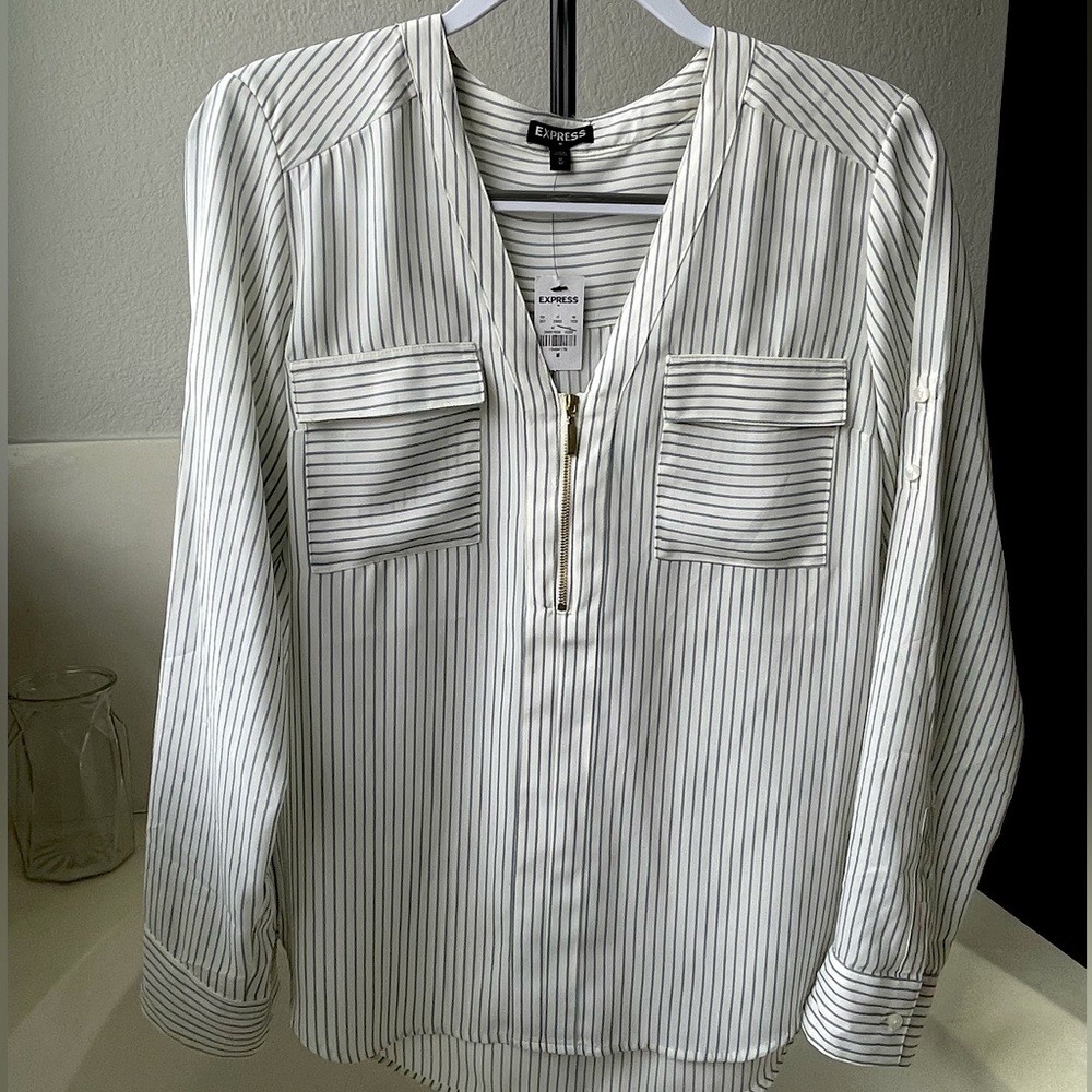 Express White Striped Blouse
